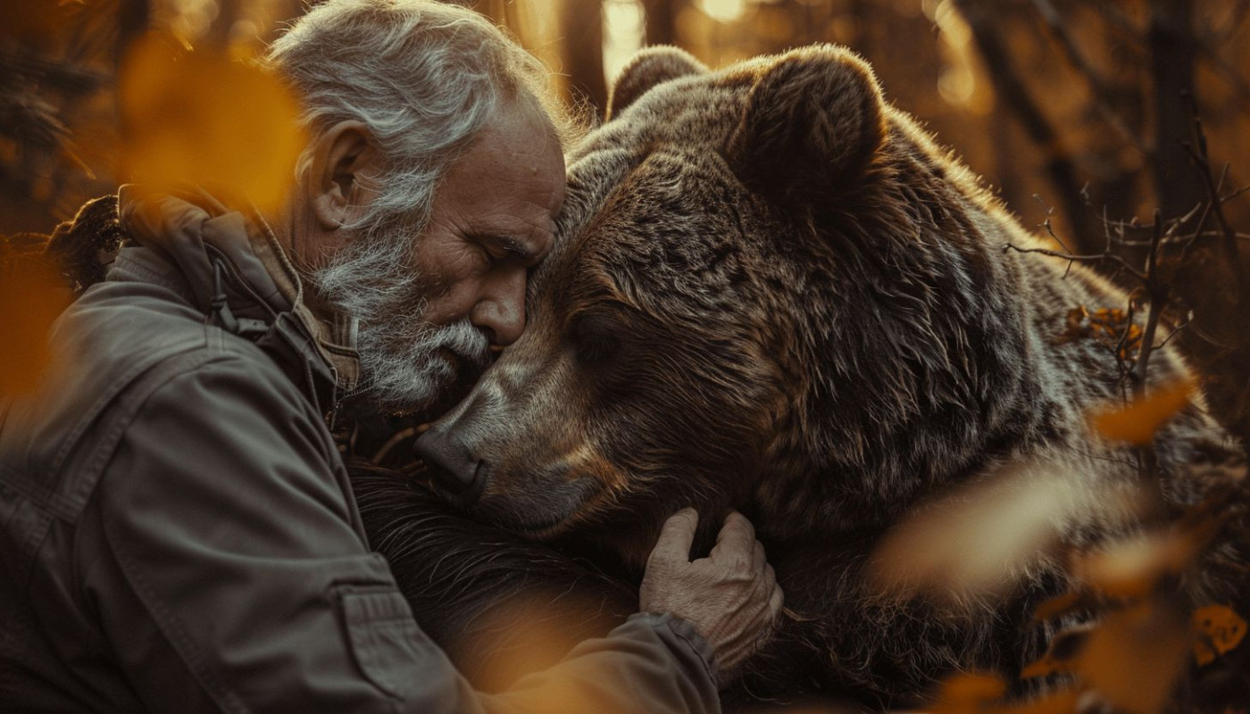 L'attachante relation entre l'homme et le grizzly chéri